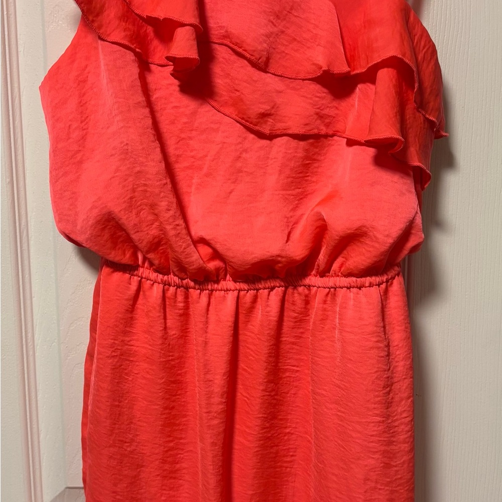 Vibrant Coral Ruffle Dress